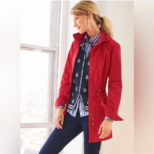 Talboots rain jacket for women with pockets cap zipper red Size M